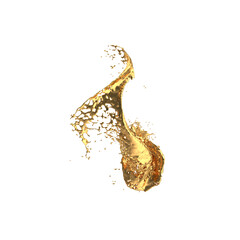 3D Illustration of realistic Golden splash