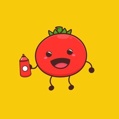 tomato sauce vegetable food cartoon doodle flat design style vector illustration