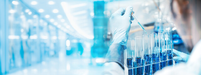 banner background, health care researchers working in life science laboratory, medical science...