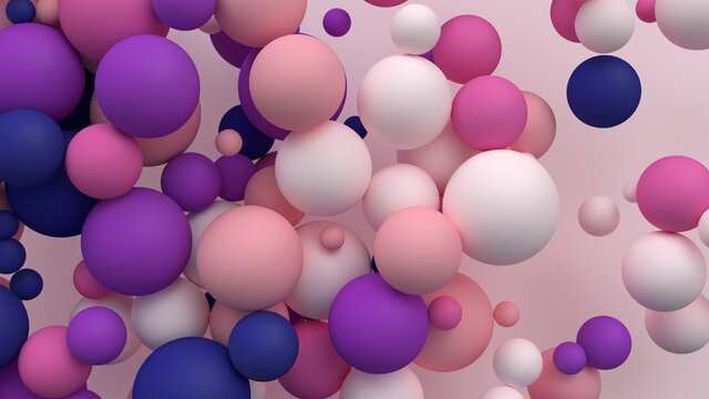 Bright abstract background with spheres. 3d render.