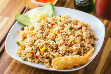 fried rice with fried shrimp