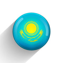 Glass light ball with flag of Kazakhstan. Round sphere, template icon. Kazakh national symbol. Glossy realistic ball, 3D abstract vector illustration highlighted on a white background. Big bubble