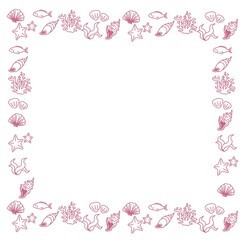 海のアイテムピンク01四角フレーム