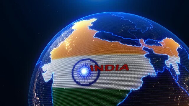 a world map of India, 3d rendering,