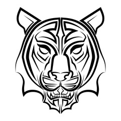 Fototapeta premium Black and white line art of tiger head Good use for symbol mascot icon avatar tattoo T Shirt design logo or any design