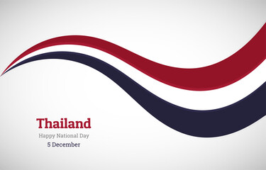 Abstract shiny Thailand wavy flag background. Happy national day of Thailand with creative vector illustration