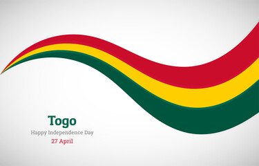 Abstract shiny Togo wavy flag background. Happy independence day of Togo with creative vector illustration