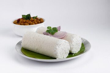 White rice puttu with chana curry - obrazy, fototapety, plakaty