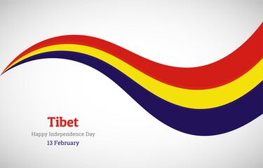 Abstract shiny Tibet wavy flag background. Happy independence day of Tibet with creative vector illustration