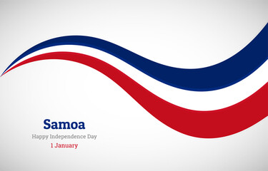 Abstract shiny Samoa wavy flag background. Happy independence day of Samoa with creative vector illustration