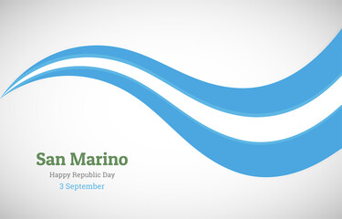 Abstract shiny San Marino wavy flag background. Happy republic day of San Marino with creative vector illustration
