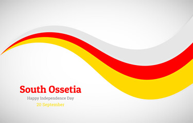 Abstract shiny South Ossetia wavy flag background. Happy independence day of South Ossetia with creative vector illustration