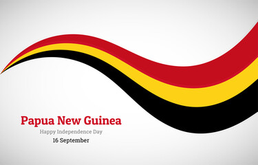 Abstract shiny Papua New Guinea wavy flag background. Happy independence day of Papua New Guinea with creative vector illustration