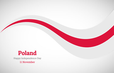Abstract shiny Poland wavy flag background. Happy independence day of Poland with creative vector illustration