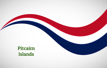 Abstract shiny Pitcairn Islands wavy flag background. Happy national day of Pitcairn Islands with creative vector illustration