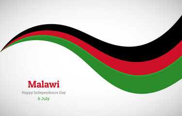 Abstract shiny Malawi wavy flag background. Happy independence day of Malawi with creative vector illustration