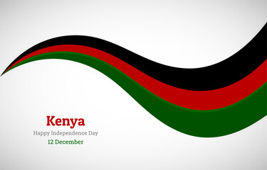 Abstract shiny Kenya wavy flag background. Happy independence day of Kenya with creative vector illustration