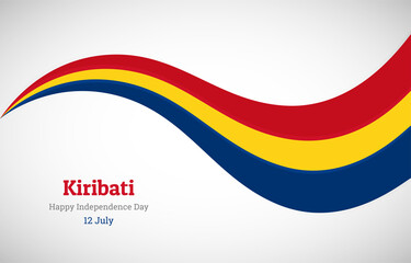 Abstract shiny Kiribati wavy flag background. Happy independence day of Kiribati with creative vector illustration