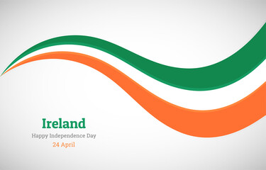 Abstract shiny Ireland wavy flag background. Happy independence day of Ireland with creative vector illustration