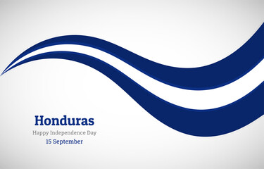 Abstract shiny Honduras wavy flag background. Happy independence day of Honduras with creative vector illustration