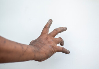 Dirty man hand and finger expression gestures