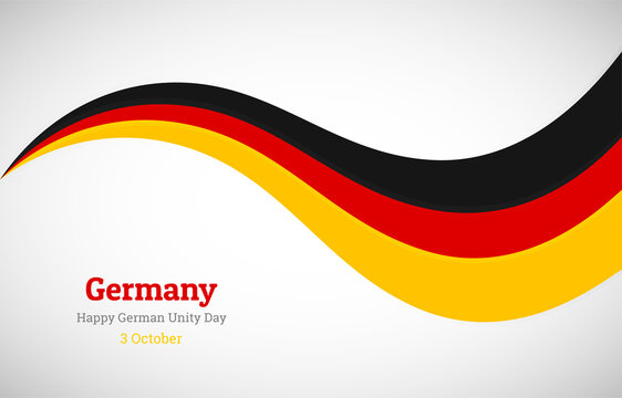 Abstract shiny Germany wavy flag background. Happy german unity day of Germany with creative vector illustration
