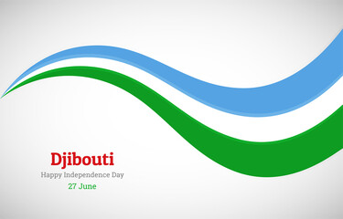 Abstract shiny Djibouti wavy flag background. Happy independence day of Djibouti with creative vector illustration