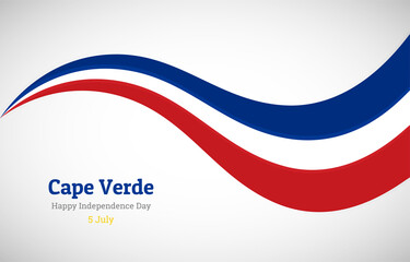 Abstract shiny Cape Verde wavy flag background. Happy independence day of Cape Verde with creative vector illustration