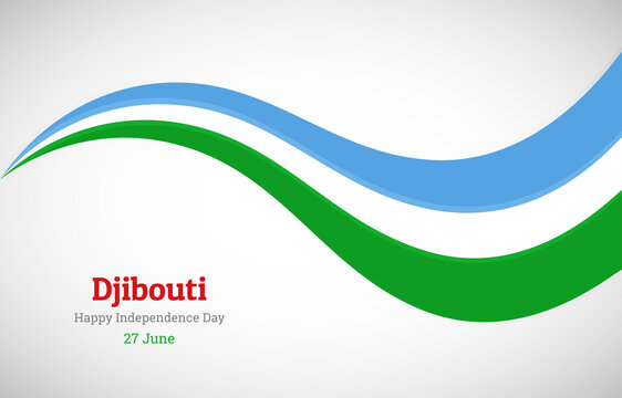 Abstract shiny Djibouti wavy flag background. Happy independence day of Djibouti with creative vector illustration