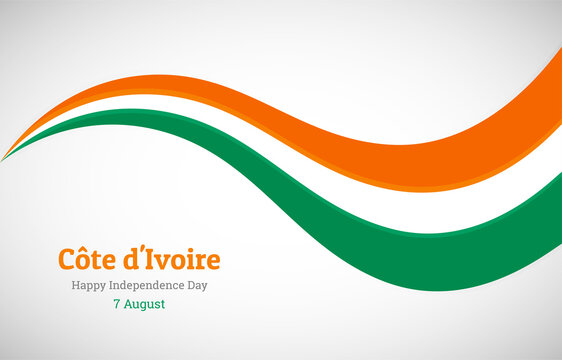 Abstract shiny Cote dIvoire wavy flag background. Happy independence day of Cote dIvoire with creative vector illustration
