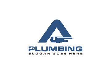 A Initial for Plumbing Service Logo Template, Water Service Logo icon vector.