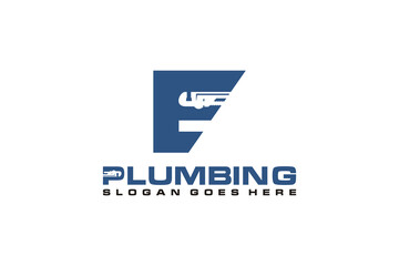 E Initial for Plumbing Service Logo Template, Water Service Logo icon vector.