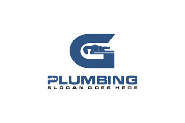 G Initial for Plumbing Service Logo Template, Water Service Logo icon vector.