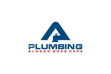 A Initial for Plumbing Service Logo Template, Water Service Logo icon vector.