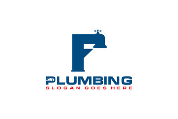 Obraz premium F Initial for Plumbing Service Logo Template, Water Service Logo icon vector.