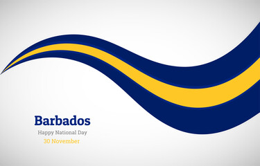 Abstract shiny Barbados wavy flag background. Happy national day of Barbados with creative vector illustration
