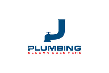 J Initial for Plumbing Service Logo Template, Water Service Logo icon vector.
