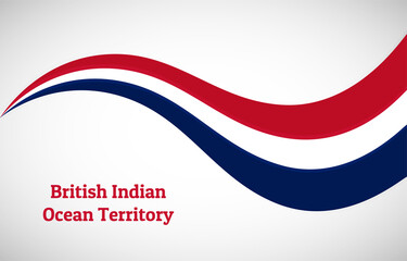 Abstract shiny wavy flag background. Happy national day of British Indian Ocean Territory with creative vector illustration