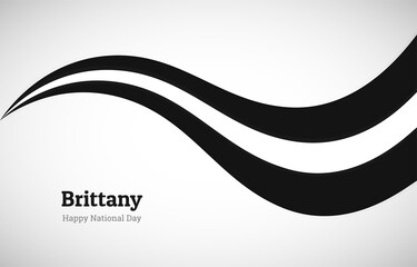 Abstract shiny Brittany wavy flag background. Happy national day of Brittany with creative vector illustration - obrazy, fototapety, plakaty