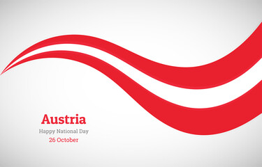 Abstract shiny Austria wavy flag background. Happy national day of Austria with creative vector illustration - obrazy, fototapety, plakaty