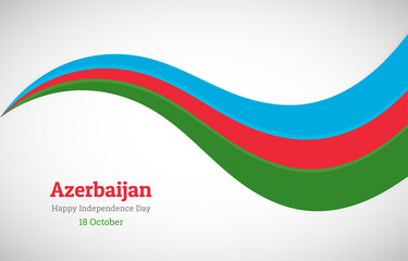 Abstract shiny Azerbaijan wavy flag background. Happy independence day of Azerbaijan with creative vector illustration