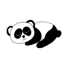 panda sleeping icon. hand drawn doodle style. vector, minimalism, monochrome. nursery animal, cute decor for kids room. newborn, sticker, poster, card.