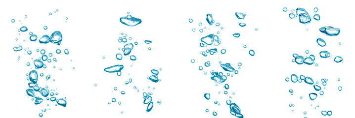set blue water bubble oxygen air, in underwater, clear liquid with bubbles flowing up on the water...