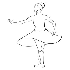 Ballet line art illstration. Beautiful woman are dancing.