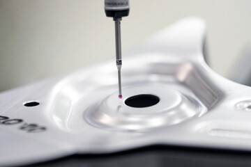 Close up of professional automatic 3D measuring system machine, industrial and automotive concept....