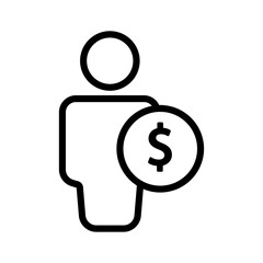 People line icon with dollar. Business symbol. simple illustration. Editable stroke. Design template vector