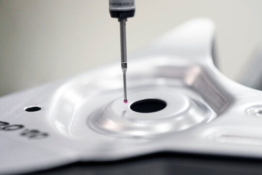 Close up of professional automatic 3D measuring system machine, industrial and automotive concept. High quality 4k footage