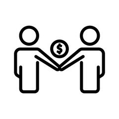 People line icon with dollar. Handshake. Business symbol. simple illustration. Editable stroke. Design template vector
