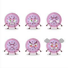 Strawberry biscuit cartoon character with various angry expressions