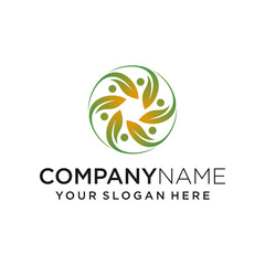 unique people community leaves logo design